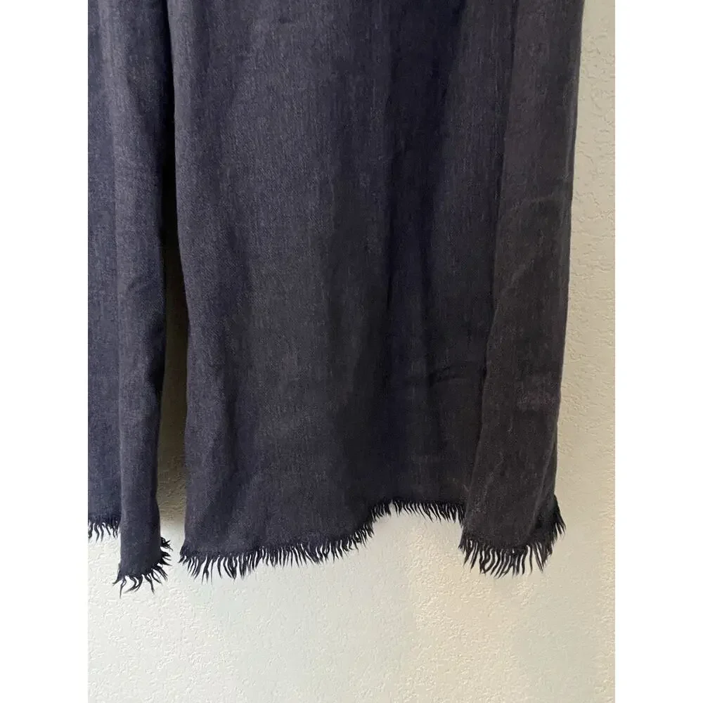 Anthropologie Pilcro The Adi Linen Mid-Rise Wide leg Flare Pants Navy 31 - Picture 4 of 11